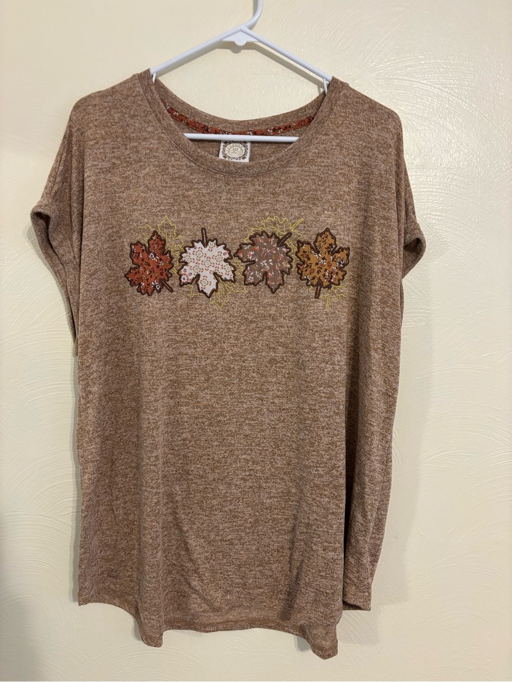 Tru Self 2X Fall Leaves Tunic Top Brown Autumn Cottagecore